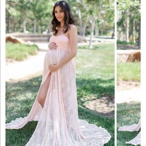 Pink blush maternity photo shoot gown